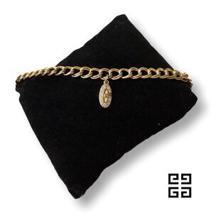 Givenchy | Elegant Vintage Gold Chain-Link & Sparkling 'G' Charm Bracelet, EUC